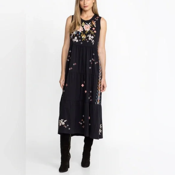 JOHNNY WAS Ceretti Floral Cotton Floral Embroidered Tank Dress Boho - Size S/M? - Picture 3 of 17